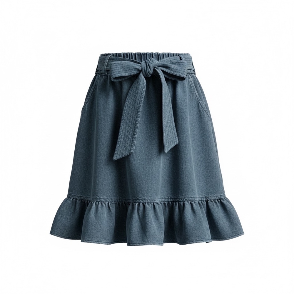 Pilcro Anthropologie Teal Amora Tie Waist Skirt with Bow